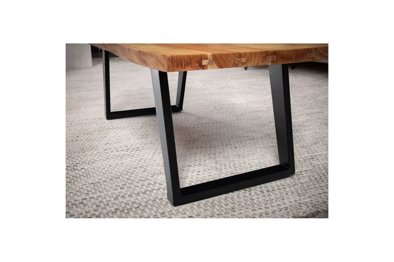 Soffbord Wohnling 120 cm massivt trä träd kant rektangulärt lantligt hus Svart, vinklade löpare - Svart, vinklade löpare - Möbler - Vardagsrum - Soffbord & vardagsrumsbord - Soffbord