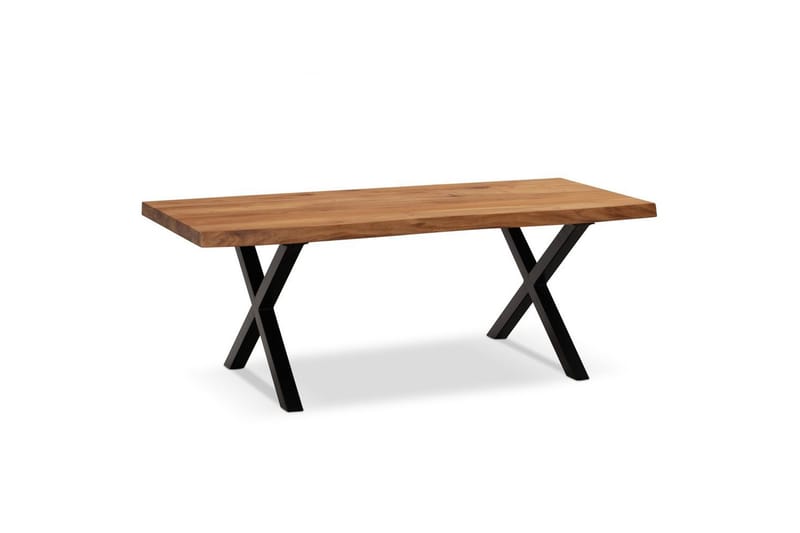Soffbord Wohnling 120 cm massivt trä träd kant rektangulärt lantligt hus Svart, X-ram - Svart, X-ram - Möbler - Vardagsrum - Soffbord & vardagsrumsbord - Soffbord