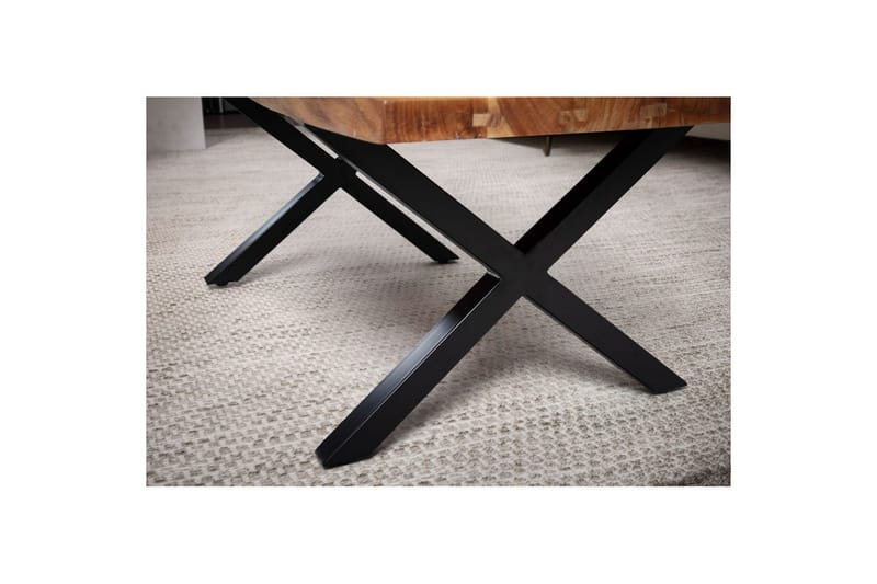 Soffbord Wohnling 120 cm massivt trä träd kant rektangulärt lantligt hus Svart, X-ram - Svart, X-ram - Möbler - Vardagsrum - Soffbord & vardagsrumsbord - Soffbord