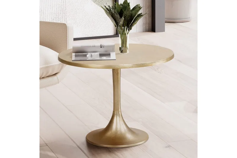 Soffbord Wohnling 60 cm rund industristil med guldfärgad metallram - Möbler - Vardagsrum - Soffbord & vardagsrumsbord - Soffbord