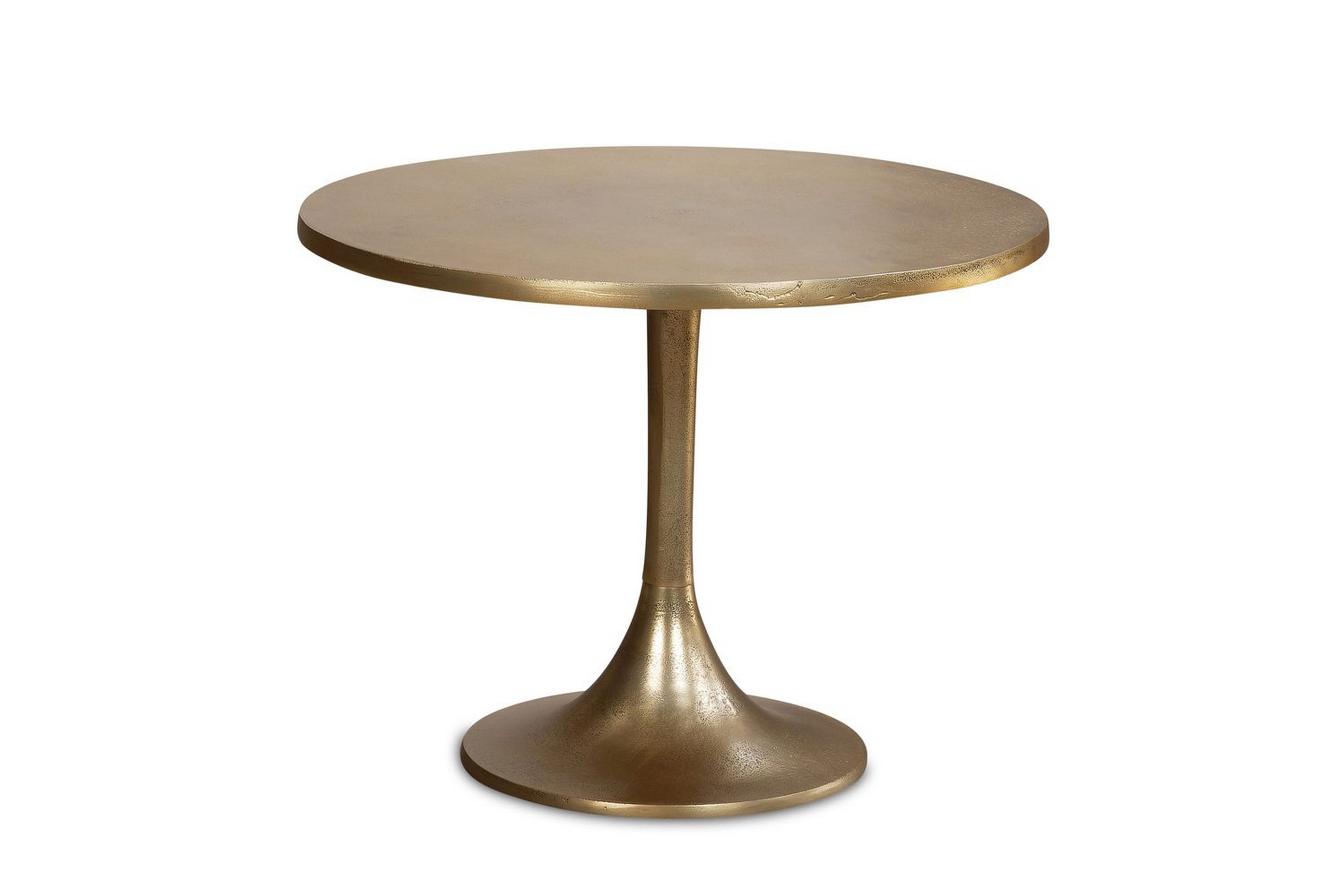 soffbord wohnling 60 cm rund industristil med guldfärgad metallram -