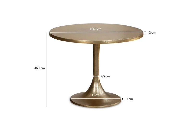 Soffbord Wohnling 60 cm rund industristil med guldfärgad metallram - Möbler - Vardagsrum - Soffbord & vardagsrumsbord - Soffbord