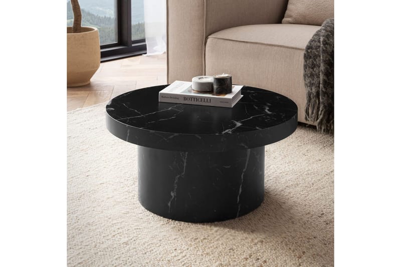 Soffbord Wohnling 60 cm vardagsrumsbord soffbord runt litet soffbord modern Marmor Svart - Marmor Svart - Möbler - Vardagsrum - Soffbord & vardagsrumsbord - Soffbord