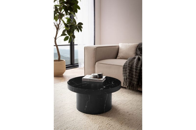 Soffbord Wohnling 60 cm vardagsrumsbord soffbord runt litet soffbord modern Marmor Svart - Marmor Svart - Möbler - Vardagsrum - Soffbord & vardagsrumsbord - Soffbord