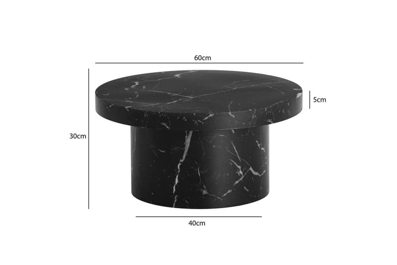 Soffbord Wohnling 60 cm vardagsrumsbord soffbord runt litet soffbord modern Marmor Svart - Marmor Svart - Möbler - Vardagsrum - Soffbord & vardagsrumsbord - Soffbord