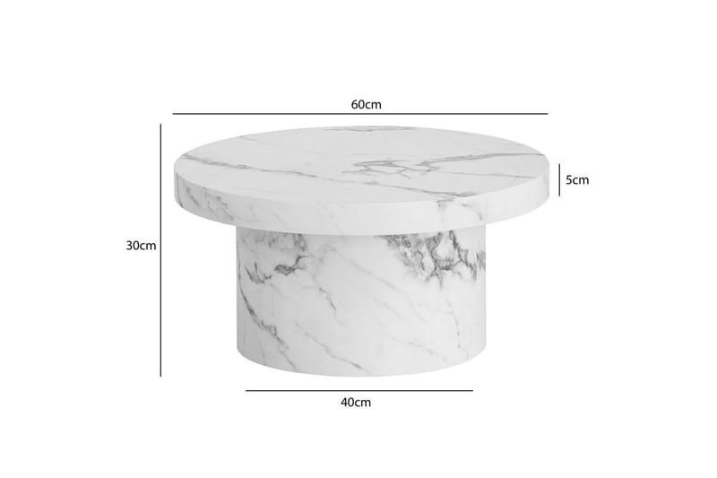 Soffbord Wohnling 60 cm vardagsrumsbord soffbord runt litet soffbord modern Marmor Vit - Marmor Vit - Möbler - Vardagsrum - Soffbord & vardagsrumsbord - Soffbord