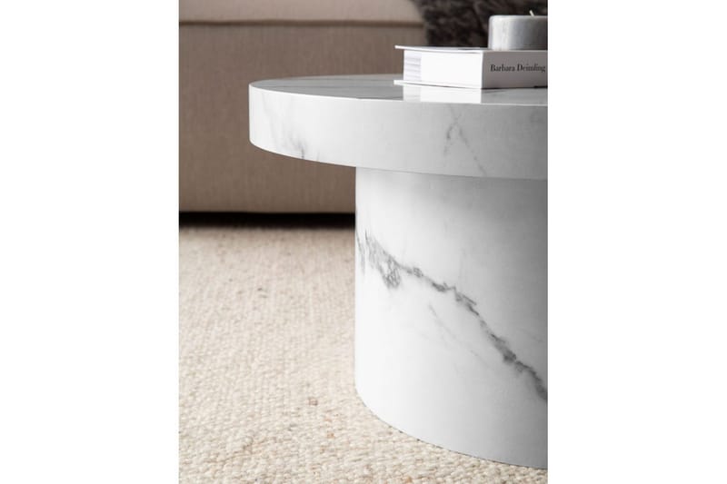 Soffbord Wohnling 60 cm vardagsrumsbord soffbord runt litet soffbord modern Marmor Vit - Marmor Vit - Möbler - Vardagsrum - Soffbord & vardagsrumsbord - Soffbord