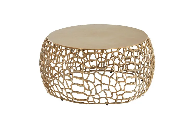 Soffbord Wohnling aluminiumgjutning, rund 60 cm handgjord, modern stil Guld, Guld