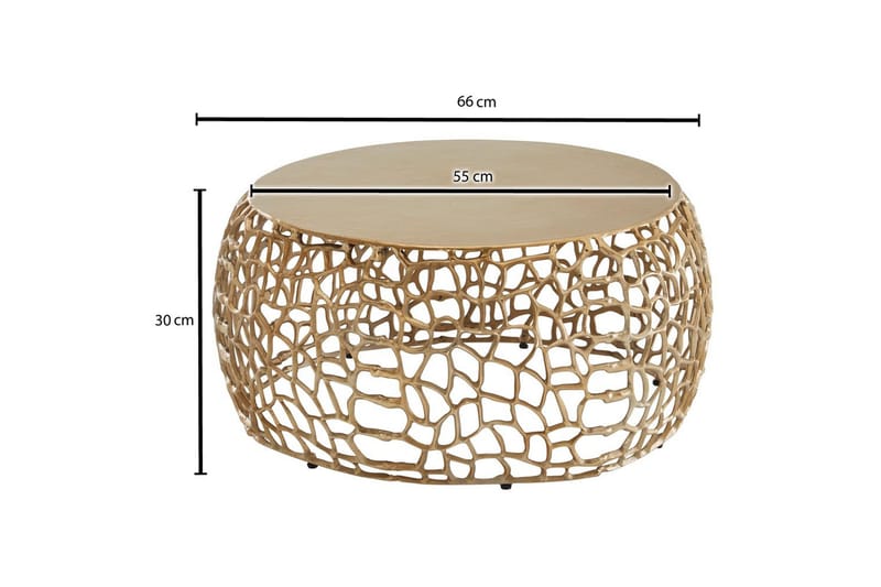Soffbord Wohnling aluminiumgjutning, rund 60 cm handgjord, modern stil Guld - Guld - Möbler - Vardagsrum - Soffbord & vardagsrumsbord - Soffbord