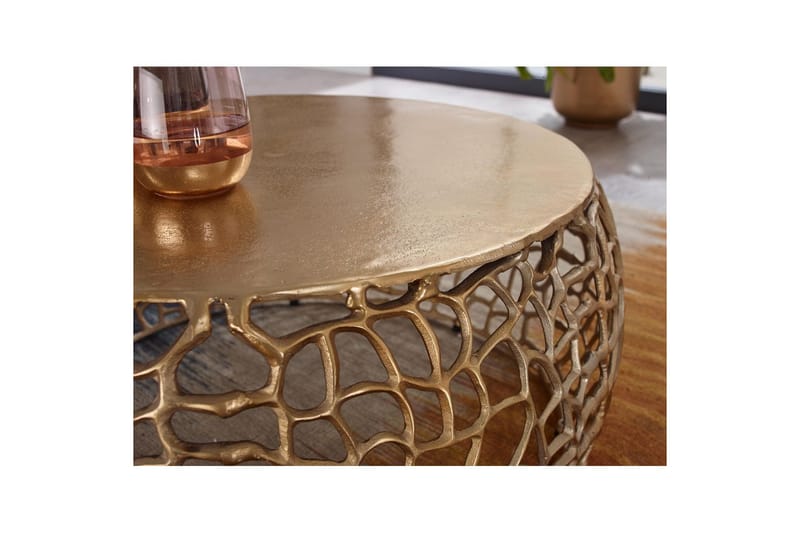 Soffbord Wohnling aluminiumgjutning, rund 60 cm handgjord, modern stil Guld - Guld - Möbler - Vardagsrum - Soffbord & vardagsrumsbord - Soffbord