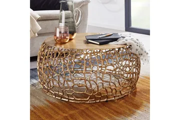 Soffbord Wohnling aluminiumgjutning, rund 60 cm handgjord, modern stil Guld - Guld - Möbler - Vardagsrum - Soffbord & vardagsrumsbord - Soffbord