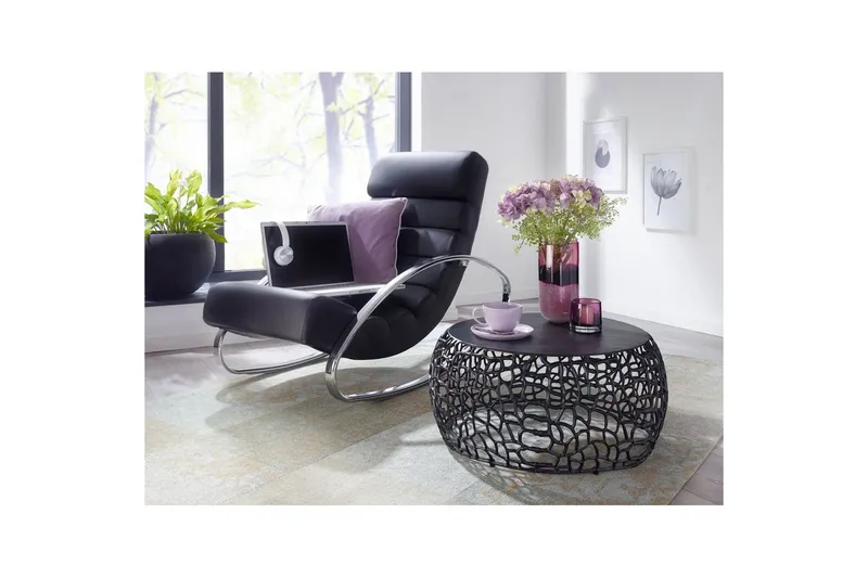 Soffbord Wohnling aluminiumgjutning, rund 60 cm handgjord, modern stil Svart - Svart - Möbler - Vardagsrum - Soffbord & vardagsrumsbord - Soffbord