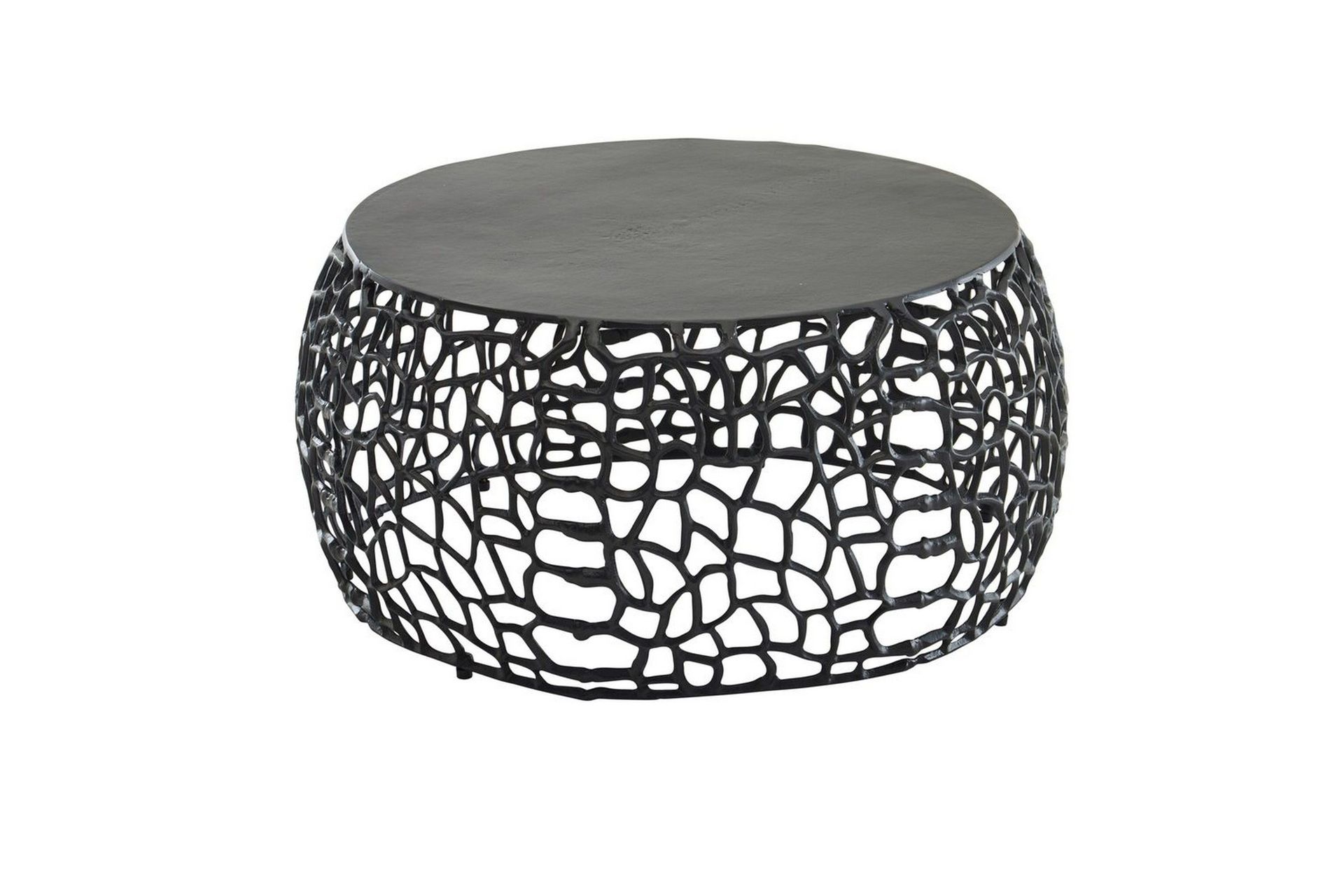 Soffbord Wohnling aluminiumgjutning, rund 60 cm handgjord, modern stil Svart - Svart