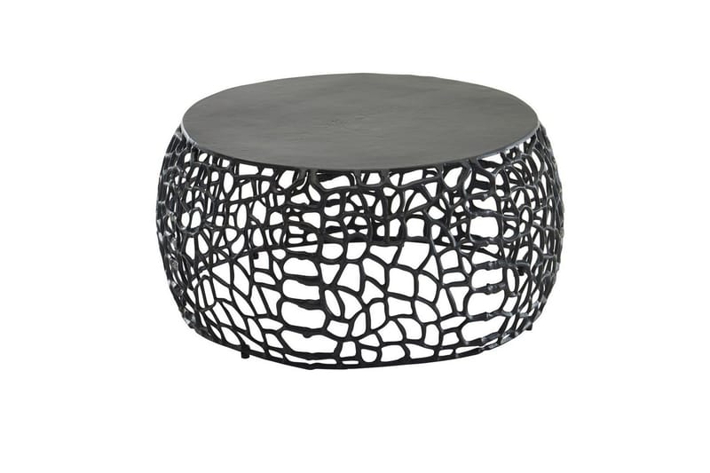 Soffbord Wohnling aluminiumgjutning, rund 60 cm handgjord, modern stil Svart, Svart