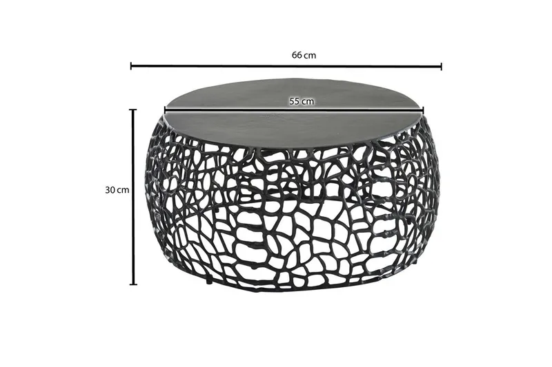 Soffbord Wohnling aluminiumgjutning, rund 60 cm handgjord, modern stil Svart - Svart - Möbler - Vardagsrum - Soffbord & vardagsrumsbord - Soffbord