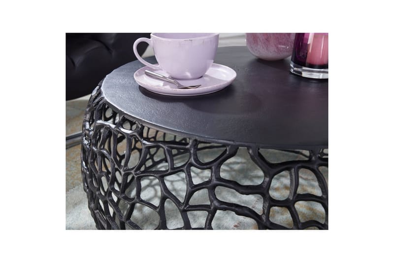 Soffbord Wohnling aluminiumgjutning, rund 60 cm handgjord, modern stil Svart - Svart - Möbler - Vardagsrum - Soffbord & vardagsrumsbord - Soffbord