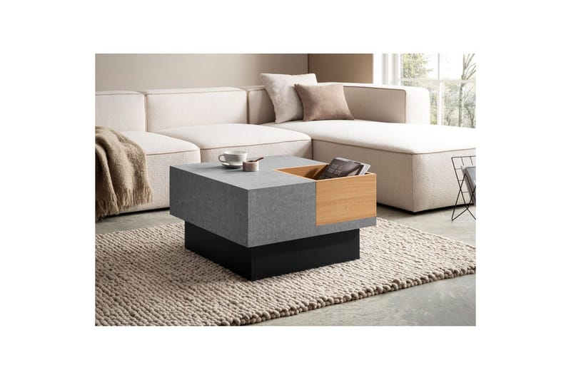 Soffbord Wohnling Betong-look fyrkantig 65 cm med förvaringsutrymme modern look - Möbler - Vardagsrum - Soffbord & vardagsrumsbord - Soffbord