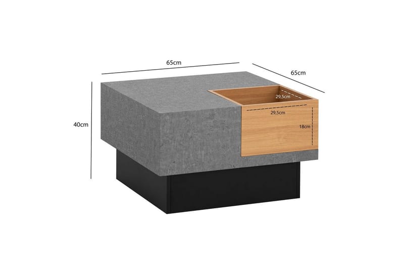 Soffbord Wohnling Betong-look fyrkantig 65 cm med förvaringsutrymme modern look - Möbler - Vardagsrum - Soffbord & vardagsrumsbord - Soffbord
