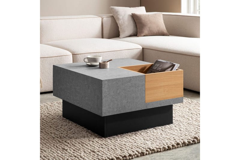 Soffbord Wohnling Betong-look fyrkantig 65 cm med förvaringsutrymme modern look - Möbler - Vardagsrum - Soffbord & vardagsrumsbord - Soffbord