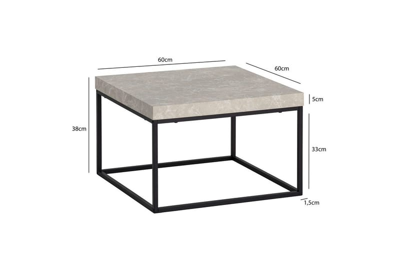 Soffbord Wohnling fyrkant 60 cm stenoptikstil, klassisk metallram, modern look Beige - Beige - Möbler - Vardagsrum - Soffbord & vardagsrumsbord - Soffbord
