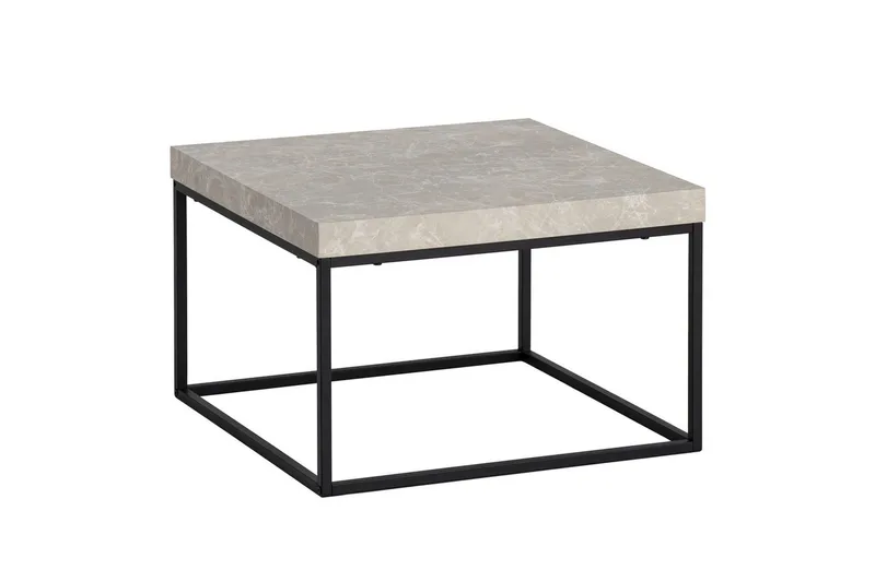 Soffbord Wohnling fyrkant 60 cm stenoptikstil, klassisk metallram, modern look Beige, Beige