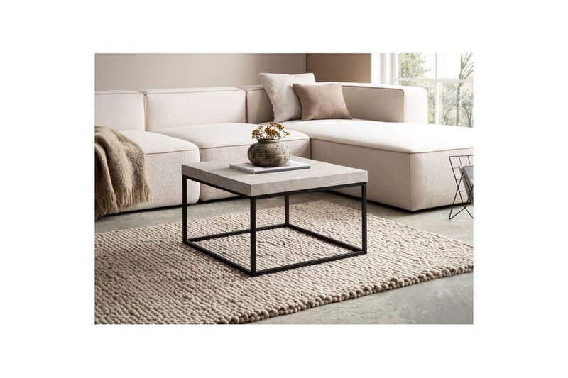 Soffbord Wohnling fyrkant 60 cm stenoptikstil, klassisk metallram, modern look Beige - Beige - Möbler - Vardagsrum - Soffbord & vardagsrumsbord - Soffbord