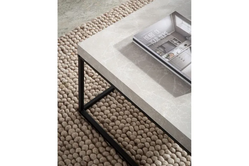 Soffbord Wohnling fyrkant 60 cm stenoptikstil, klassisk metallram, modern look Beige - Beige - Möbler - Vardagsrum - Soffbord & vardagsrumsbord - Soffbord