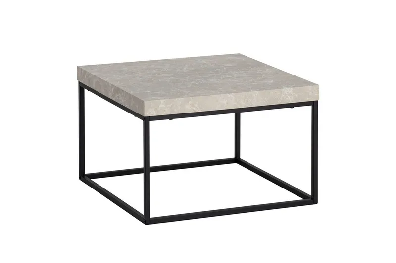 Soffbord Wohnling fyrkant 60 cm stenoptikstil, klassisk metallram, modern look Beige, Beige