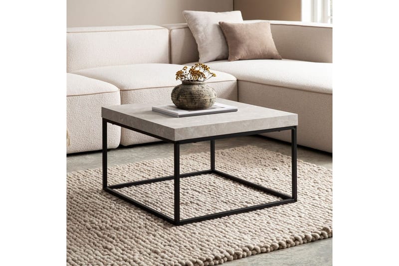 Soffbord Wohnling fyrkant 60 cm stenoptikstil, klassisk metallram, modern look Beige - Beige - Möbler - Vardagsrum - Soffbord & vardagsrumsbord - Soffbord