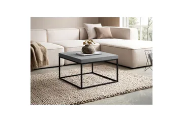 Soffbord Wohnling fyrkant 60 cm stenoptikstil, klassisk metallram, modern look Grå - Grå - Möbler - Vardagsrum - Soffbord & vardagsrumsbord - Soffbord