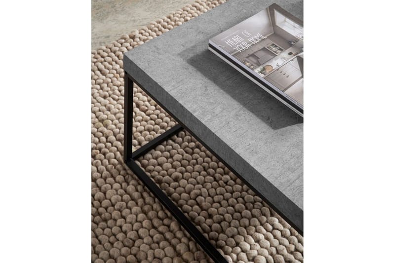 Soffbord Wohnling fyrkant 60 cm stenoptikstil, klassisk metallram, modern look Grå - Grå - Möbler - Vardagsrum - Soffbord & vardagsrumsbord - Soffbord