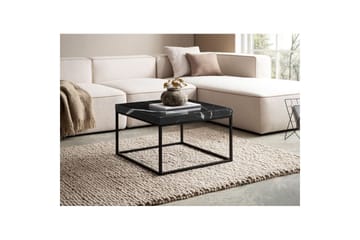 Soffbord Wohnling fyrkant 60 cm stenoptikstil, klassisk metallram, modern look Marmor Svart - Marmor Svart - Möbler - Vardagsrum - Soffbord & vardagsrumsbord - Soffbord