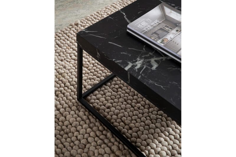 Soffbord Wohnling fyrkant 60 cm stenoptikstil, klassisk metallram, modern look Marmor Svart - Marmor Svart - Möbler - Vardagsrum - Soffbord & vardagsrumsbord - Marmorbord