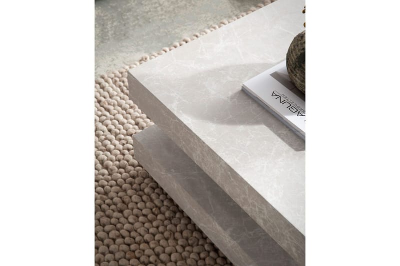 Soffbord Wohnling fyrkant 60 cm, stenoptikstil, modern look Beige - Beige - Möbler - Vardagsrum - Soffbord & vardagsrumsbord - Soffbord