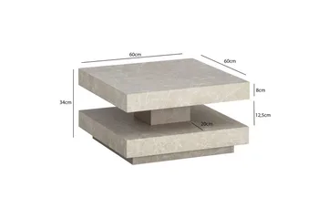 Soffbord Wohnling fyrkant 60 cm, stenoptikstil, modern look Beige - Beige - Möbler - Vardagsrum - Soffbord & vardagsrumsbord - Soffbord