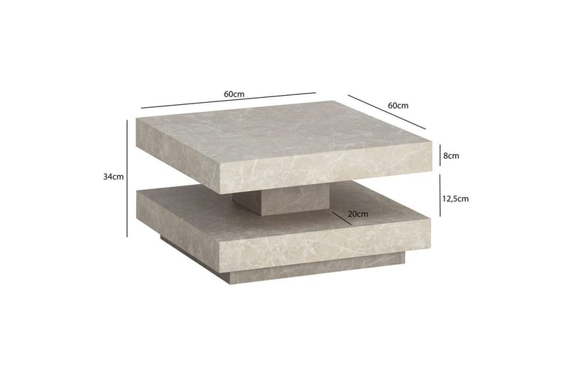 Soffbord Wohnling fyrkant 60 cm, stenoptikstil, modern look Beige - Beige - Möbler - Vardagsrum - Soffbord & vardagsrumsbord - Soffbord