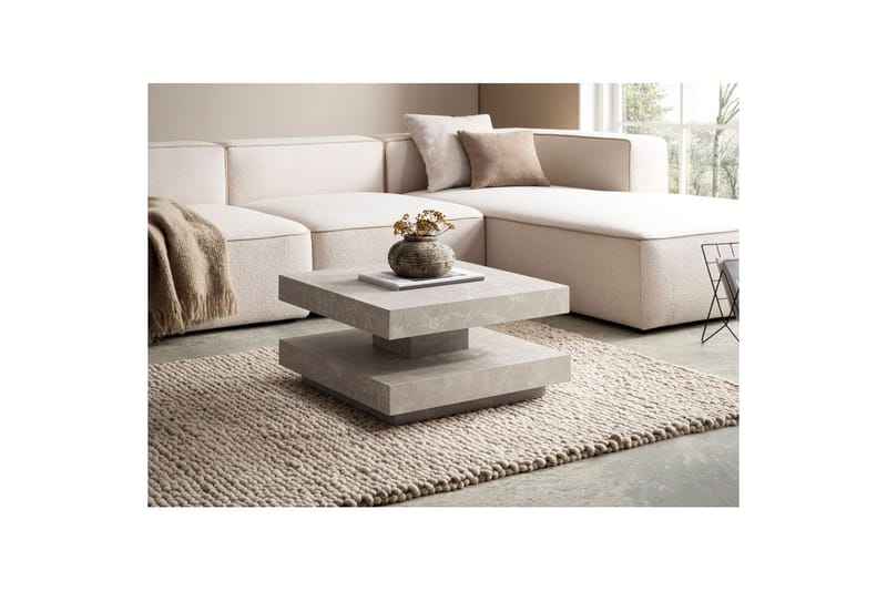 Soffbord Wohnling fyrkant 60 cm, stenoptikstil, modern look Beige - Beige - Möbler - Vardagsrum - Soffbord & vardagsrumsbord - Soffbord