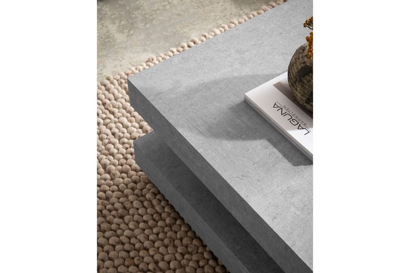 Soffbord Wohnling fyrkant 60 cm, stenoptikstil, modern look Grå - Grå - Möbler - Vardagsrum - Soffbord & vardagsrumsbord - Soffbord