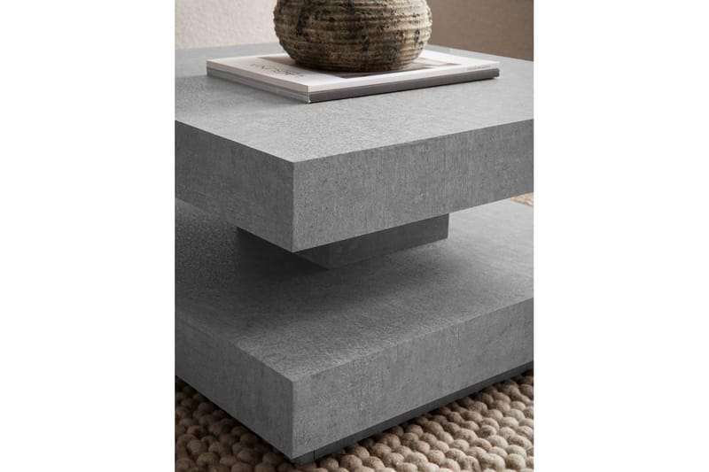 Soffbord Wohnling fyrkant 60 cm, stenoptikstil, modern look Grå - Grå - Möbler - Vardagsrum - Soffbord & vardagsrumsbord - Soffbord