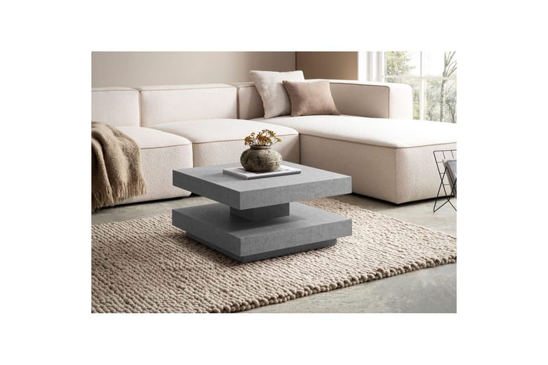 Soffbord Wohnling fyrkant 60 cm, stenoptikstil, modern look Grå - Grå - Möbler - Vardagsrum - Soffbord & vardagsrumsbord - Soffbord