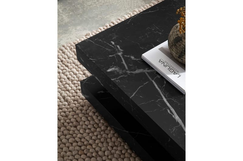 Soffbord Wohnling fyrkant 60 cm, stenoptikstil, modern look Marmor Svart - Marmor Svart - Möbler - Vardagsrum - Soffbord & vardagsrumsbord - Soffbord
