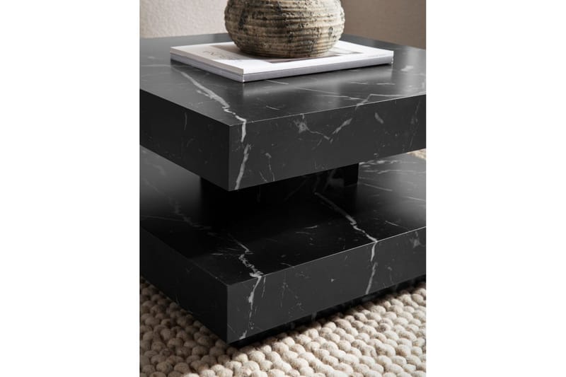 Soffbord Wohnling fyrkant 60 cm, stenoptikstil, modern look Marmor Svart - Marmor Svart - Möbler - Vardagsrum - Soffbord & vardagsrumsbord - Soffbord