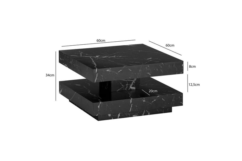 Soffbord Wohnling fyrkant 60 cm, stenoptikstil, modern look Marmor Svart - Marmor Svart - Möbler - Vardagsrum - Soffbord & vardagsrumsbord - Marmorbord