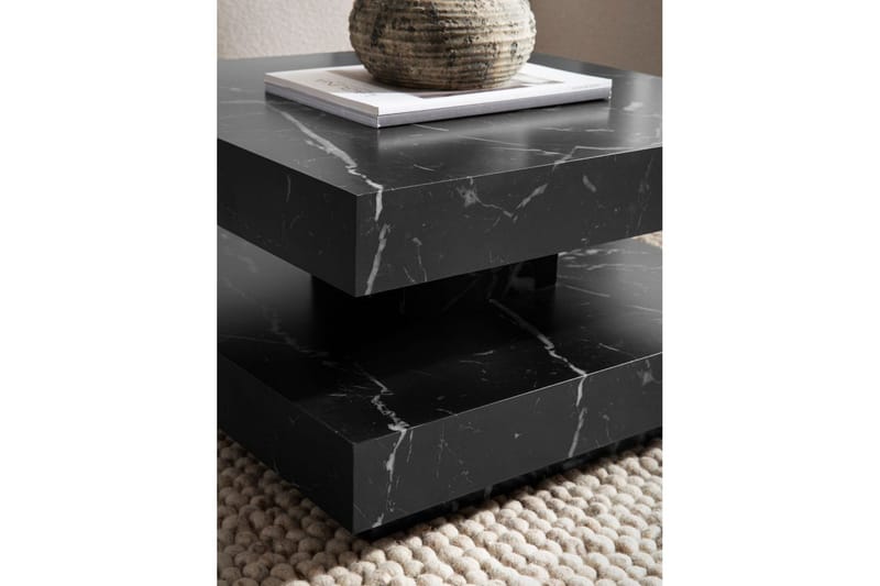 Soffbord Wohnling fyrkant 60 cm, stenoptikstil, modern look Marmor Svart - Marmor Svart - Möbler - Vardagsrum - Soffbord & vardagsrumsbord - Marmorbord