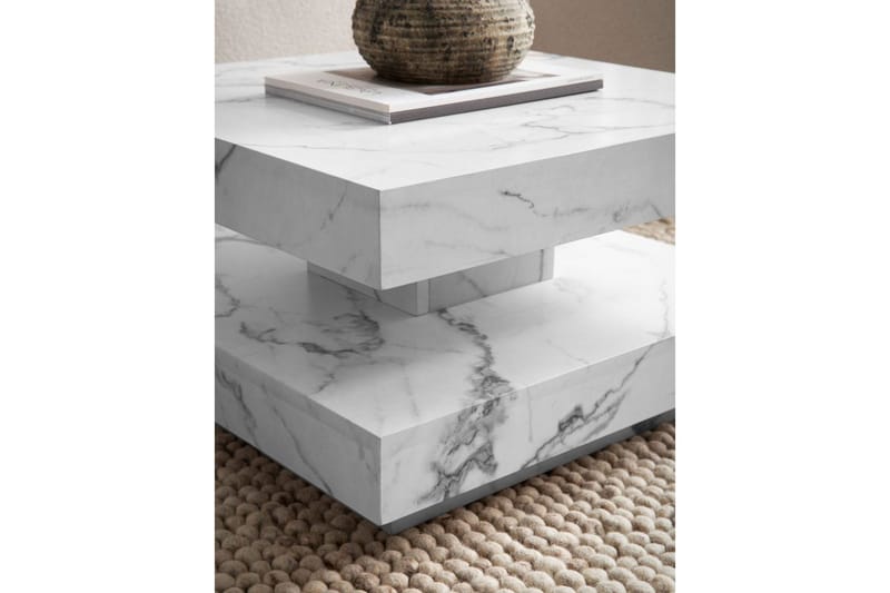 Soffbord Wohnling fyrkant 60 cm, stenoptikstil, modern look Marmor Vit - Marmor Vit - Möbler - Vardagsrum - Soffbord & vardagsrumsbord - Marmorbord