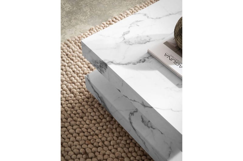 Soffbord Wohnling fyrkant 60 cm, stenoptikstil, modern look Marmor Vit - Marmor Vit - Möbler - Vardagsrum - Soffbord & vardagsrumsbord - Marmorbord