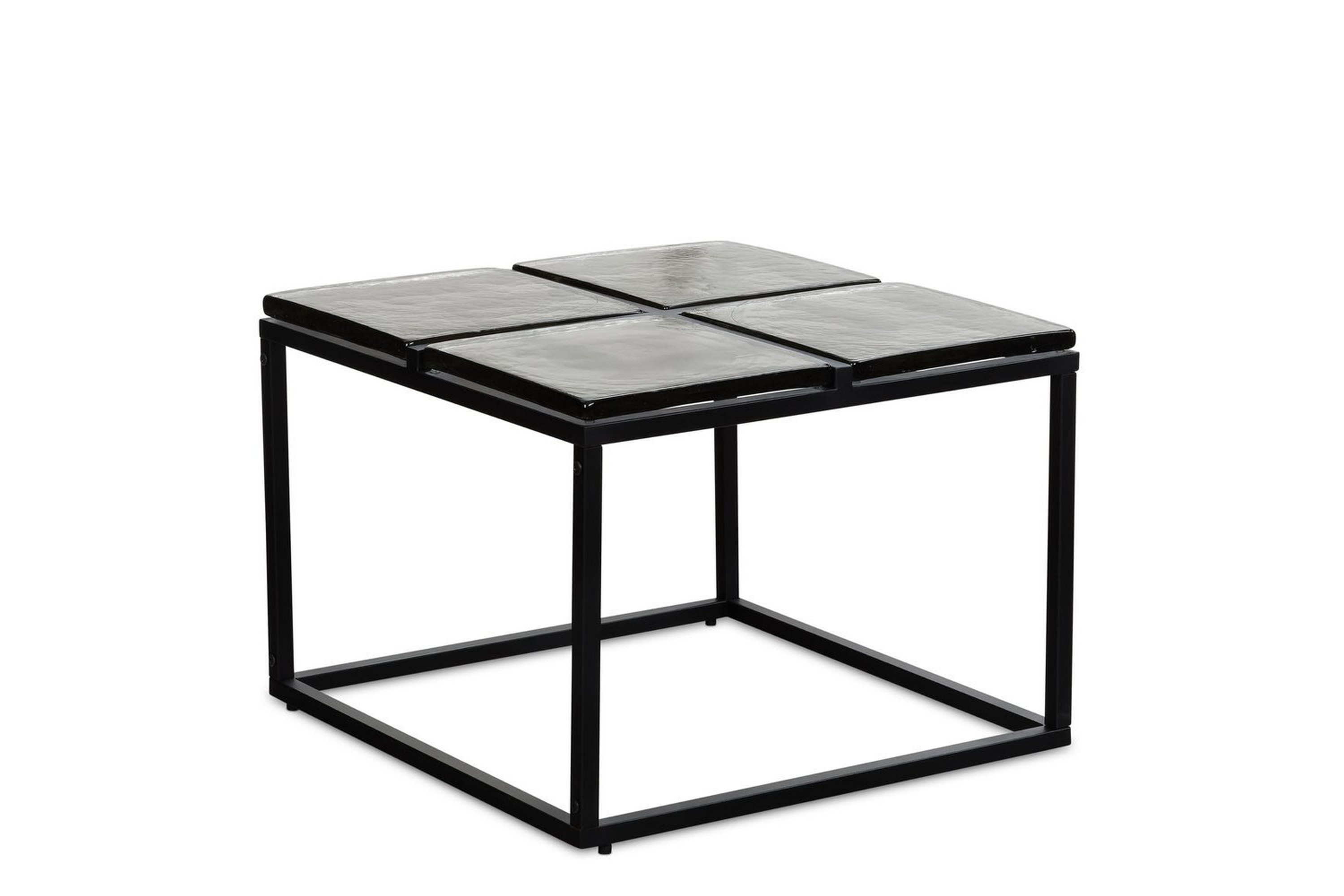 soffbord wohnling fyrkantig glas 58 cm klassisk metallram modern -