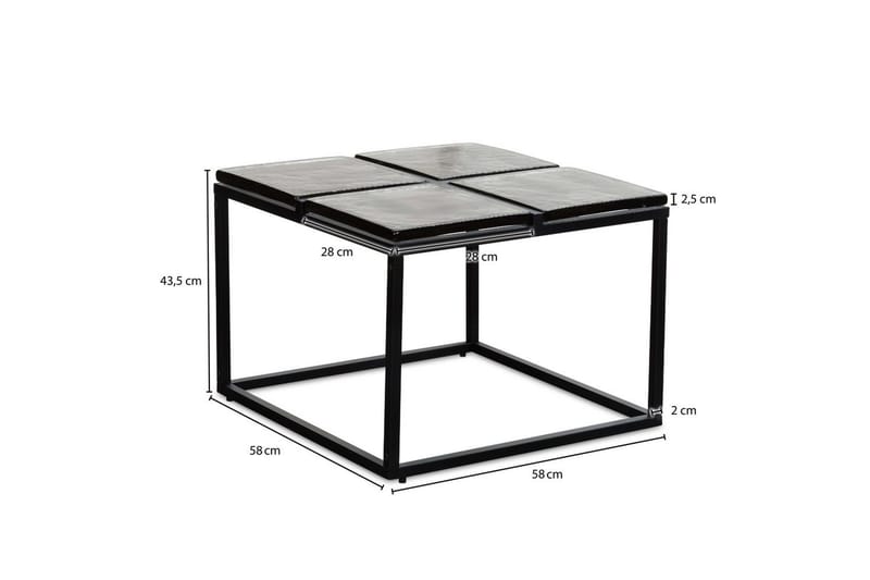 Soffbord Wohnling Fyrkantig Glas 58 cm Klassisk Metallram Modern - Möbler - Vardagsrum - Soffbord & vardagsrumsbord - Soffbord