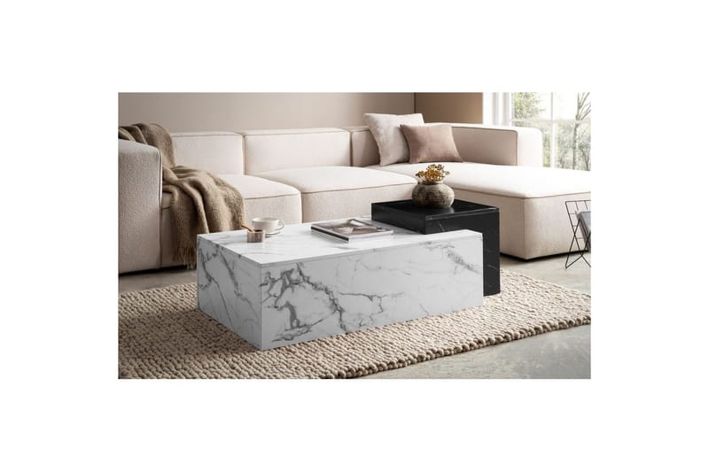 Soffbord Wohnling Marmorblockutseende Rektangulär Modern - Möbler - Vardagsrum - Soffbord & vardagsrumsbord - Marmorbord