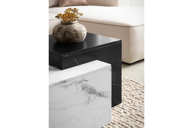 Soffbord Wohnling Marmorblockutseende Rektangulär Modern - Möbler - Vardagsrum - Soffbord & vardagsrumsbord - Marmorbord